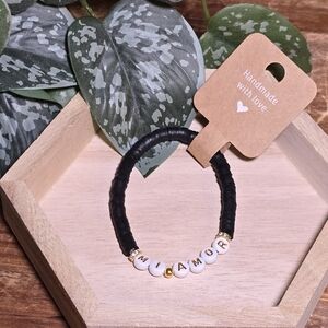 Handmade Black and White Beaded Bracelet